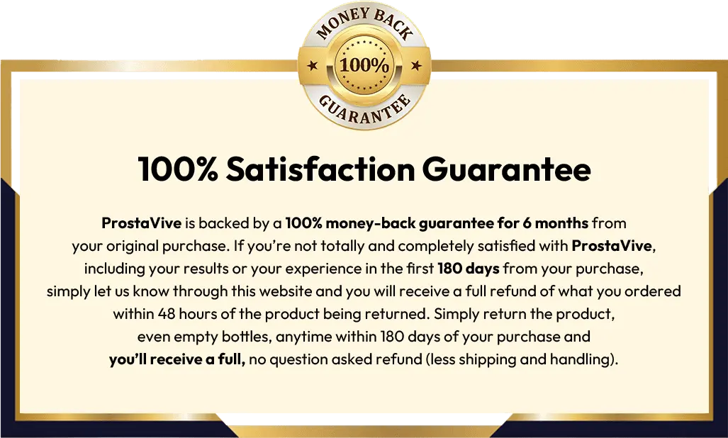  ProstaVive 100% Satisfaction Gurantee :